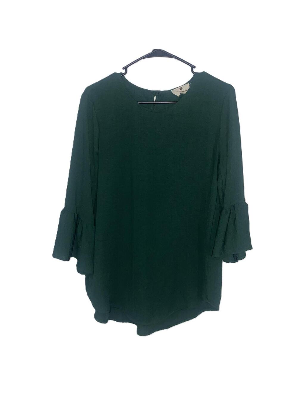 Betsey’s Boutique Emerald Bell Sleeve Blouse Boho Cottagecore Y2K Top S